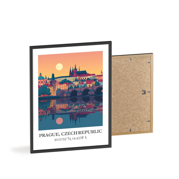 Prague Art, Prague CZ Retro Travel Art, Prague Home Decor, Prague Gift, Czech Republic Travel Art, Travel Prints, Housewarming Gift