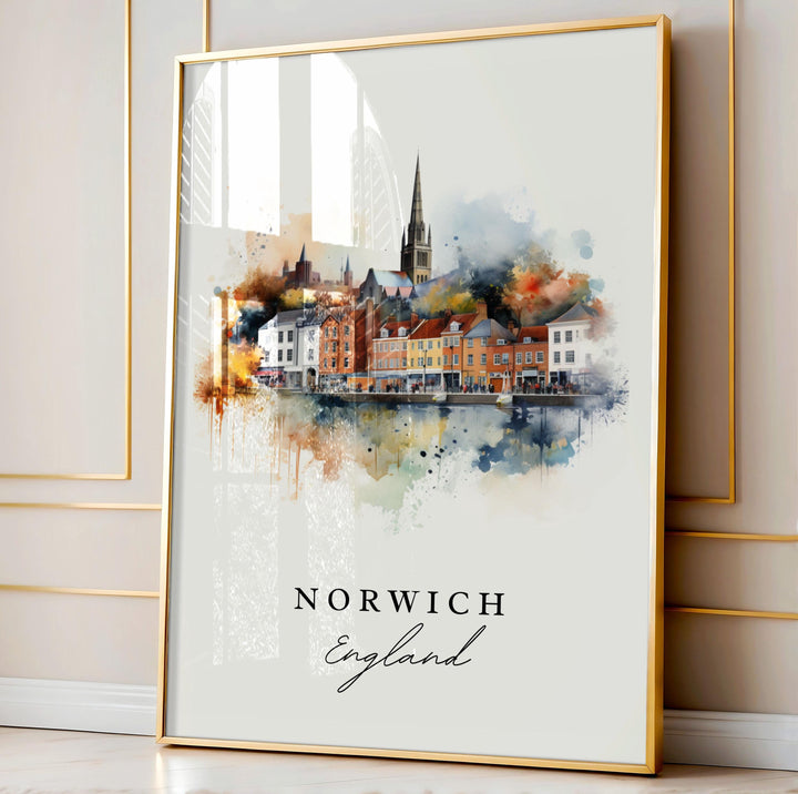 Norwich England wall art - England, Norwich poster, Norwich UK Wedding gift, Birthday present, Custom Text, Personalized Gift