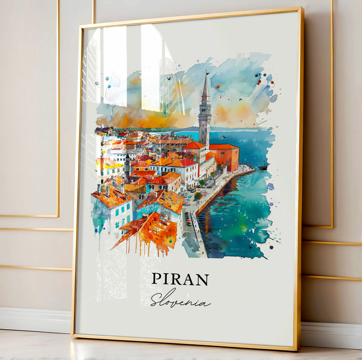 Piran Slovenia Wall Art, Piran Print, Piran Watercolor, Piran Slovenia Gift, Slovenia