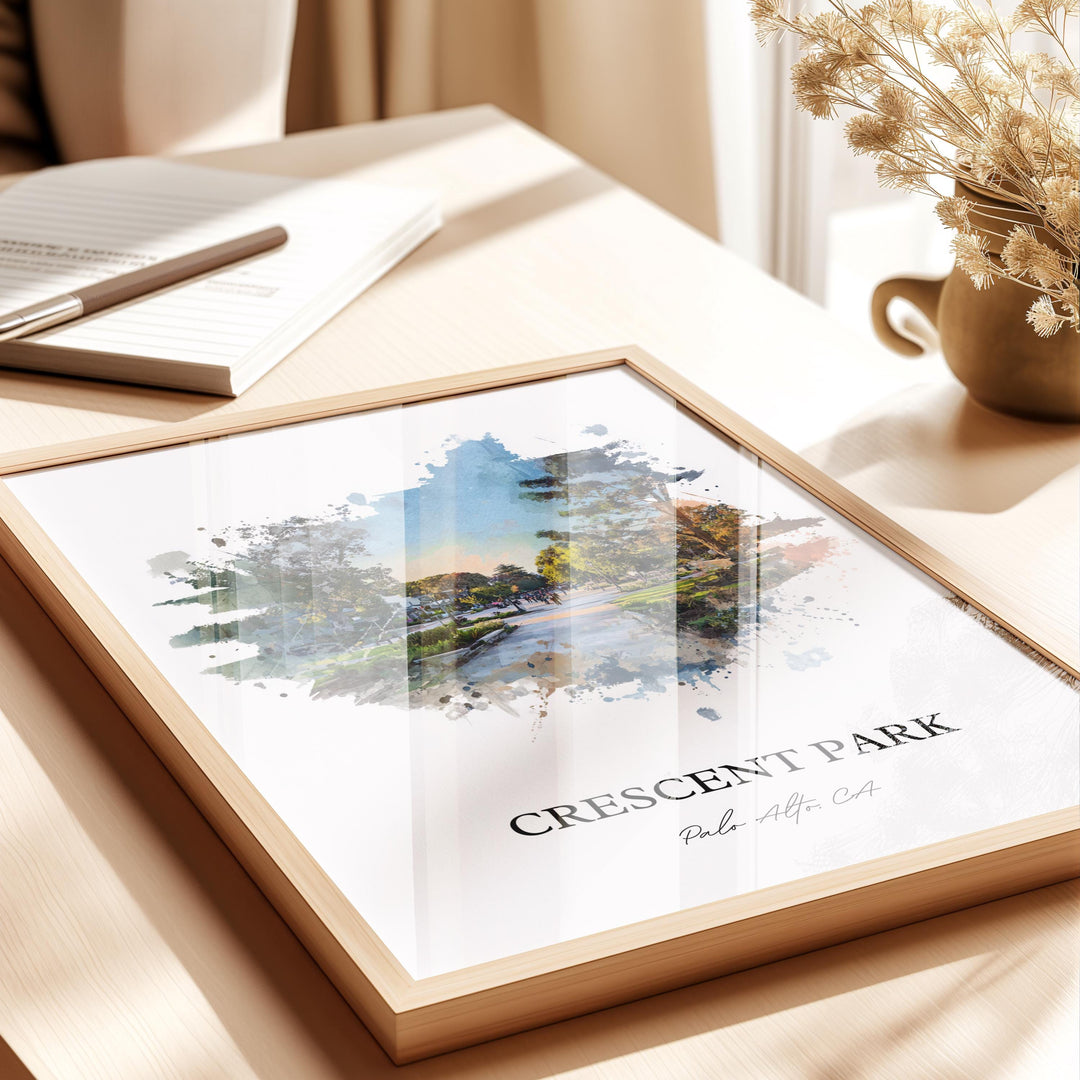 Crescent Park, California – Watercolor Art Print