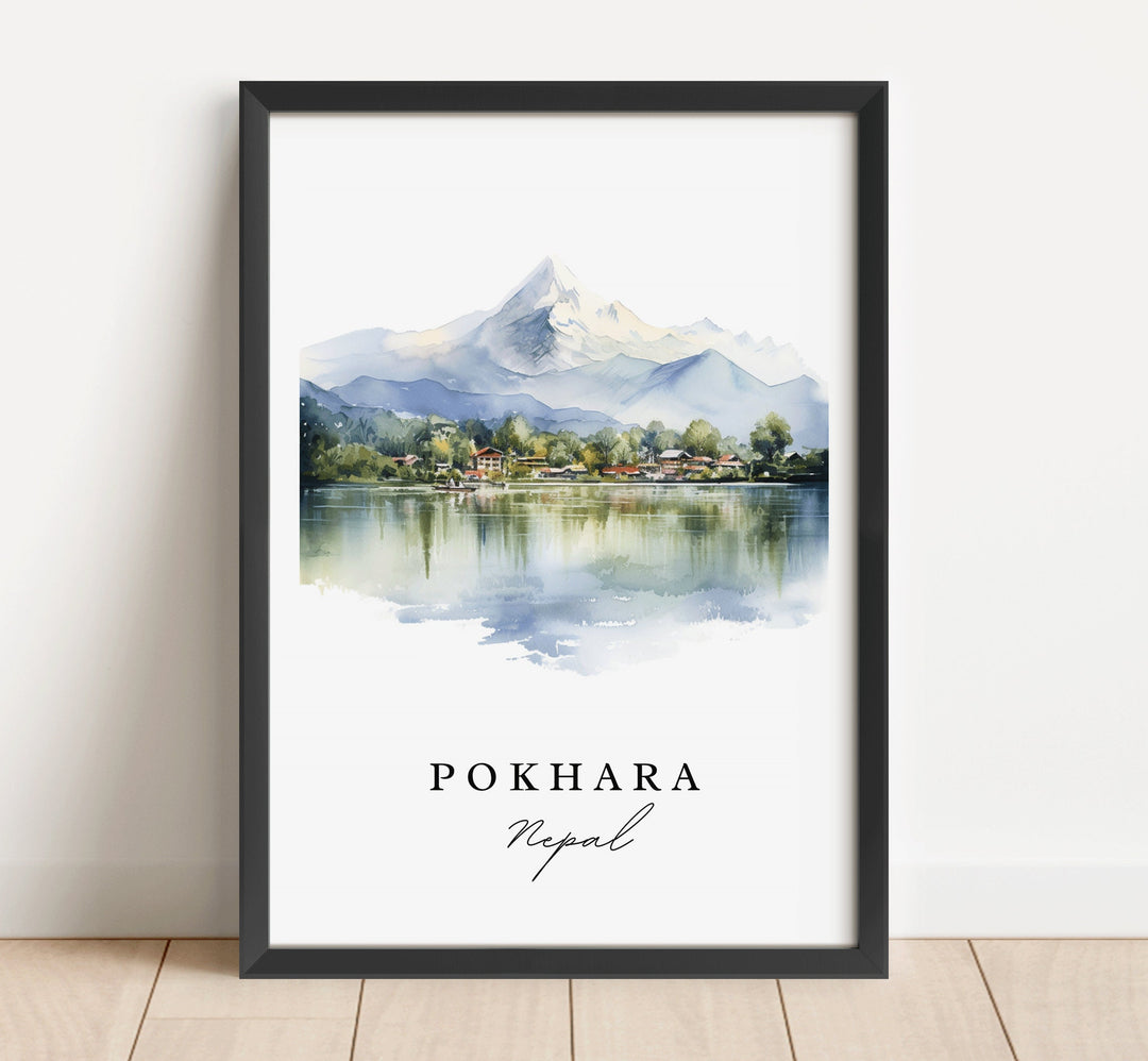 Pokhara Nepal wall art - Nepal, Pokhara poster, Wedding gift, Pokhara Birthday present, Custom Text, Personalized Nepal Gift