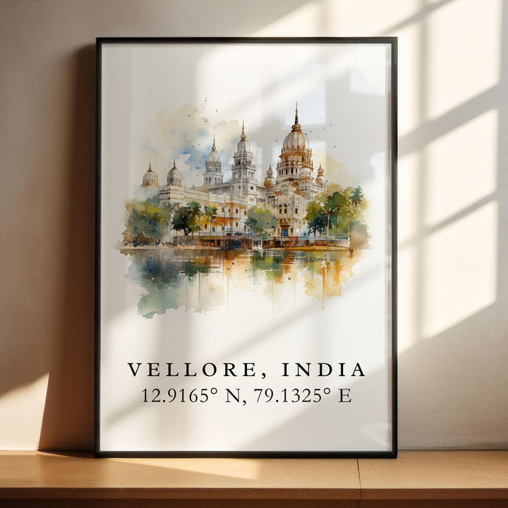 Vellore India wall art - India, Vellore poster, Vellore Tamil Nadu Wedding gift, Birthday present, Custom Text, Personalised Gift