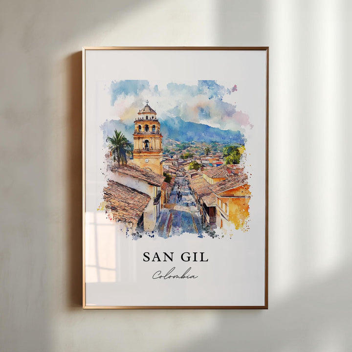 San Gil Colombia Wall Art, San Gil Print, Colombia Watercolor Art, San Gil Colombia Gift,