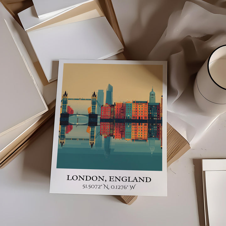London England Art, London Retro Travel Art, London Home Decor, England Gift, London Travel Art, Travel Prints, Housewarming Gift