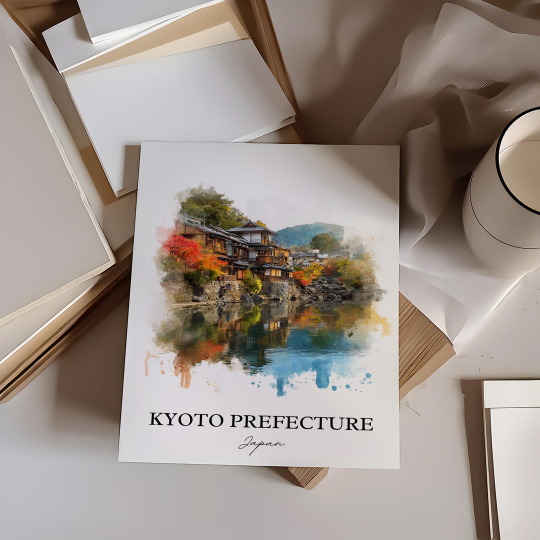 Kyoto Wall Art, Kyoto Prefecture Print, Kyoto Watercolor Art, Kyoto Japan Gift, Japan Travel Print, Travel Poster, Housewarming Gift