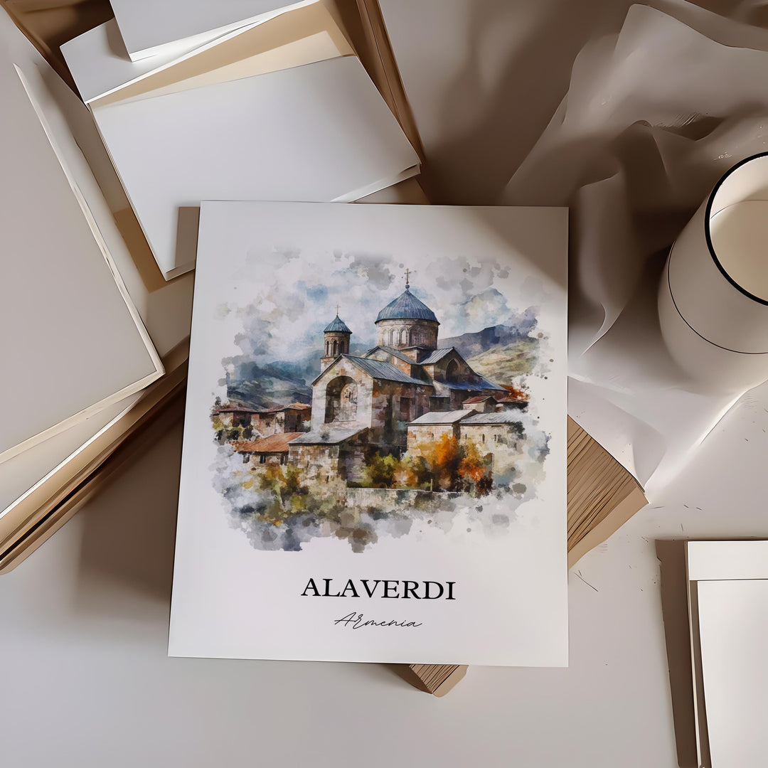 Alaverdi Wall Art, Armenia Print, Armenia Watercolor Art, Alaverdi Armenia Gift, Travel Print, Travel Poster, Housewarming Gift