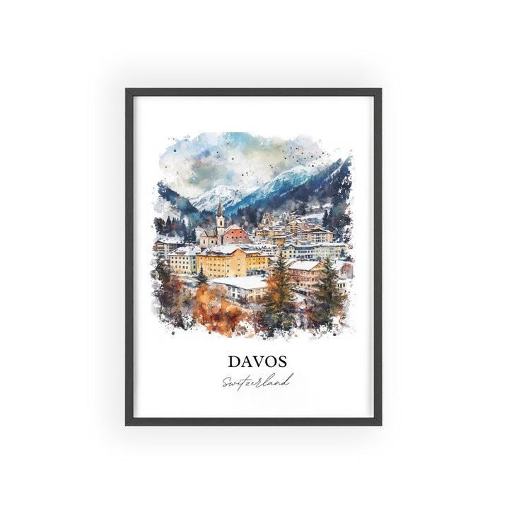 Davos Travel Print Wall Art Davos Wall Hanging Home Décor Davos Gift Art Lovers Switzerland Art Lover Gift Davos Poster