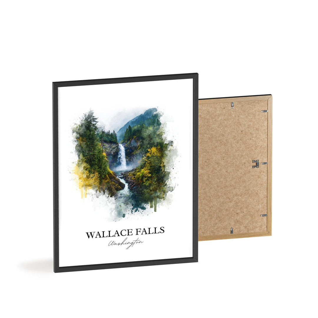 Wallace Falls Wall Art, Wallace Falls Print, Washington St Watercolor, Wallace Falls Gift, Travel Print, Travel Poster, Housewarming Gift