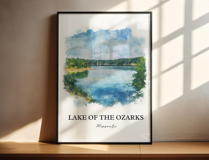 Lake of the Ozarks Wall Art, The Ozarks Print, Missouri Watercolor Art, Ozarks Gift, Travel Print, Travel Poster, Housewarming Gift