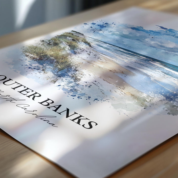 Outer Banks Wall Art, Outer Banks NC Print, OBX Watercolor Art, Outer Banks Gift, Travel Print, Travel Poster, Housewarming Gift