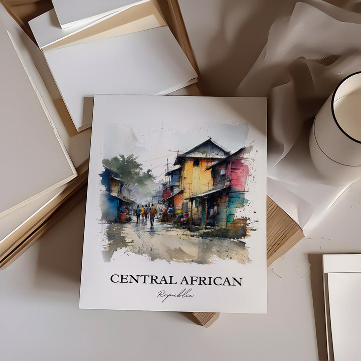 Central African Republic Wall Art, CAR Print, Africa Artwork, Central African Republic Gift, Travel Print, Travel Poster, Housewarming Gift