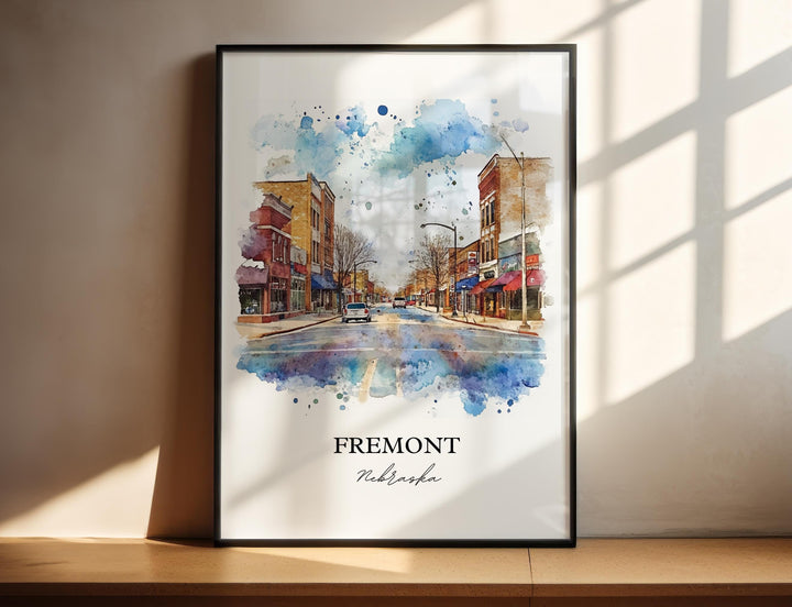 Fremont Nebraska Wall Art, Dodge County NE Print, Nebraska Watercolor Art, Fremont NE Gift, Travel Print, Travel Poster, Housewarming Gift