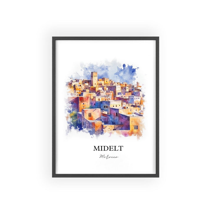 Midelt, Morocco – Watercolor Art Print of Middle Atlas Range