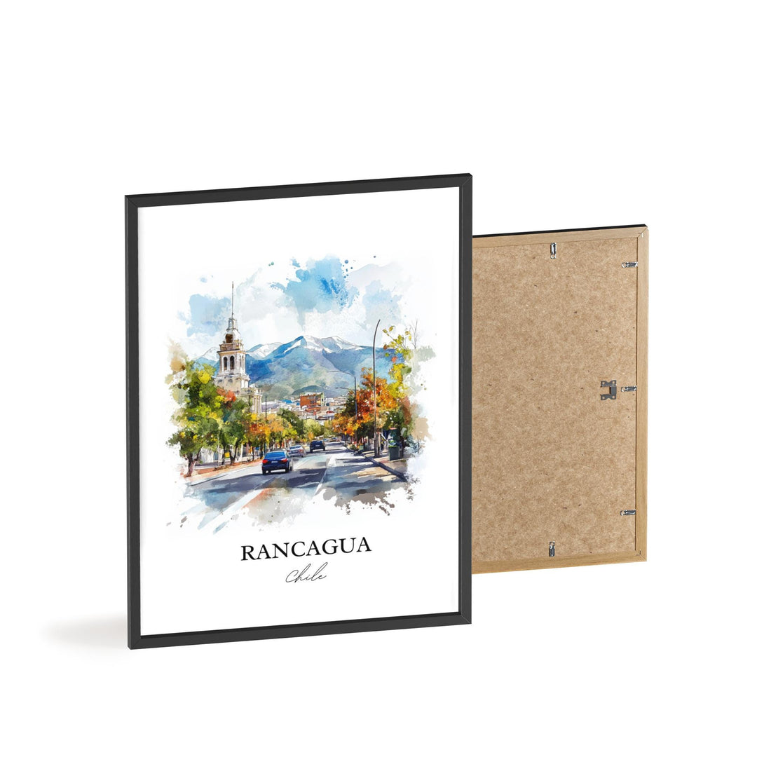 Rancagua Chile Wall Art, Santiago Print, Chile Watercolor Art, Rancagua Chile Gift, Travel Print, Travel Poster, Housewarming Gift