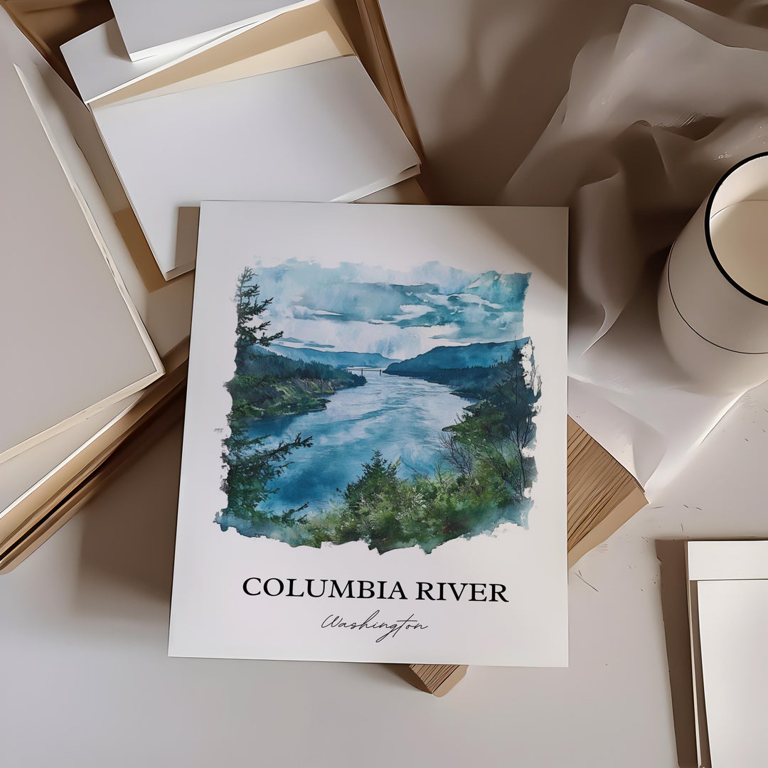 Columbia River Wall Art, Columbia River Print, Washington St Artwork, Columbia River WA Gift, Travel Print, Travel Poster, Housewarming Gift