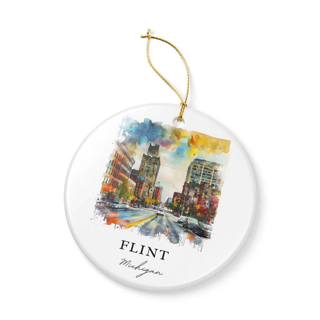 Flint Michigan Ornament: Unique Flint Michigan Souvenir, Michigan Xmas Decor, and Authentic Flint MI Gift