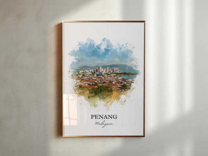 Penang Wall Art, Penang Malaysia Print, Malaysia Watercolor Art, Penang Malaysia Gift, Travel Print, Travel Poster, Housewarming Gift