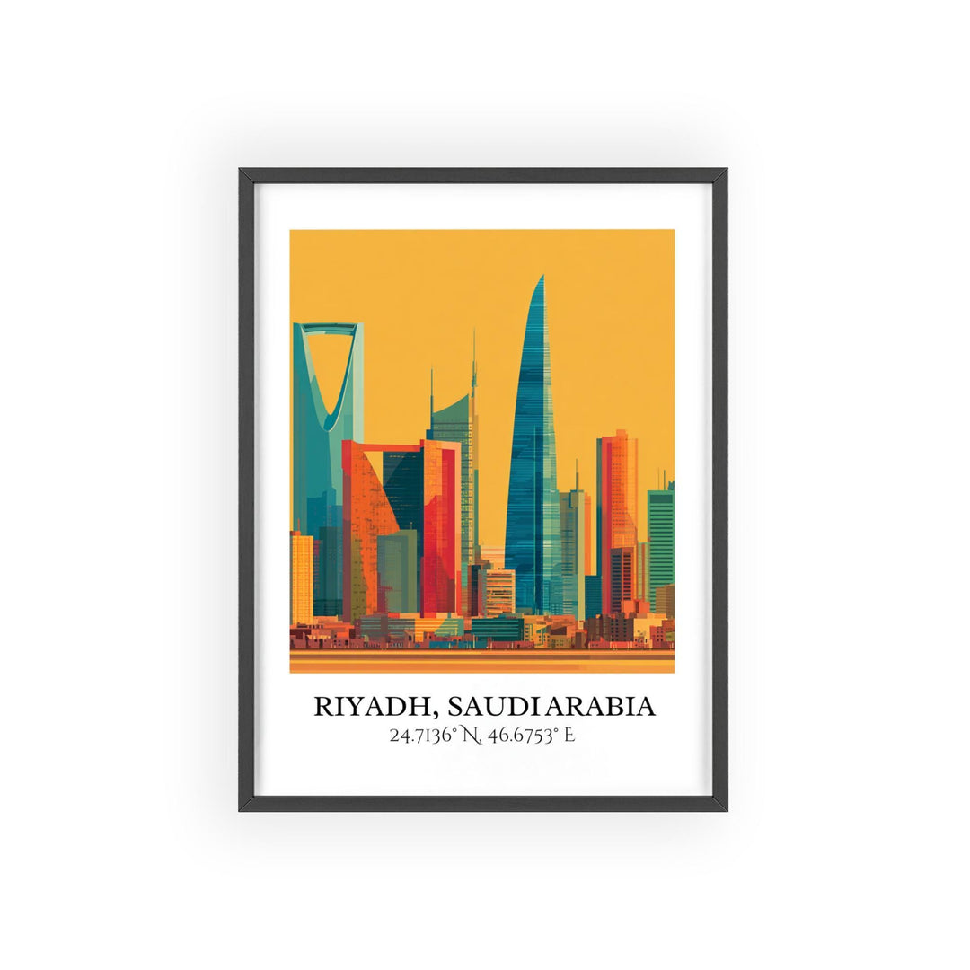 Riyadh Wall Art, Riyadh Retro Travel Art, Riyadh Home Decor, Riyadh Skyline Gift, Saudi Arabia Travel Art, Travel Prints, Housewarming Gift