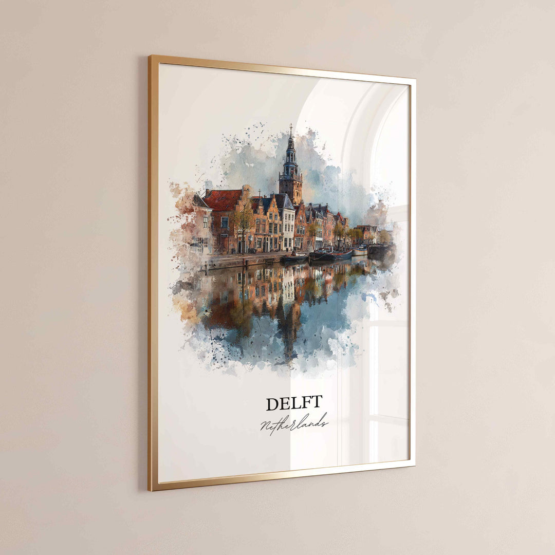 Delft, Netherlands – Watercolor Art Print