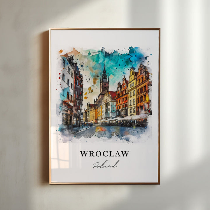 Wroclaw Wall Art, Wroclaw Poland Print, Wroclaw Watercolor, Oder River Poland Gift,