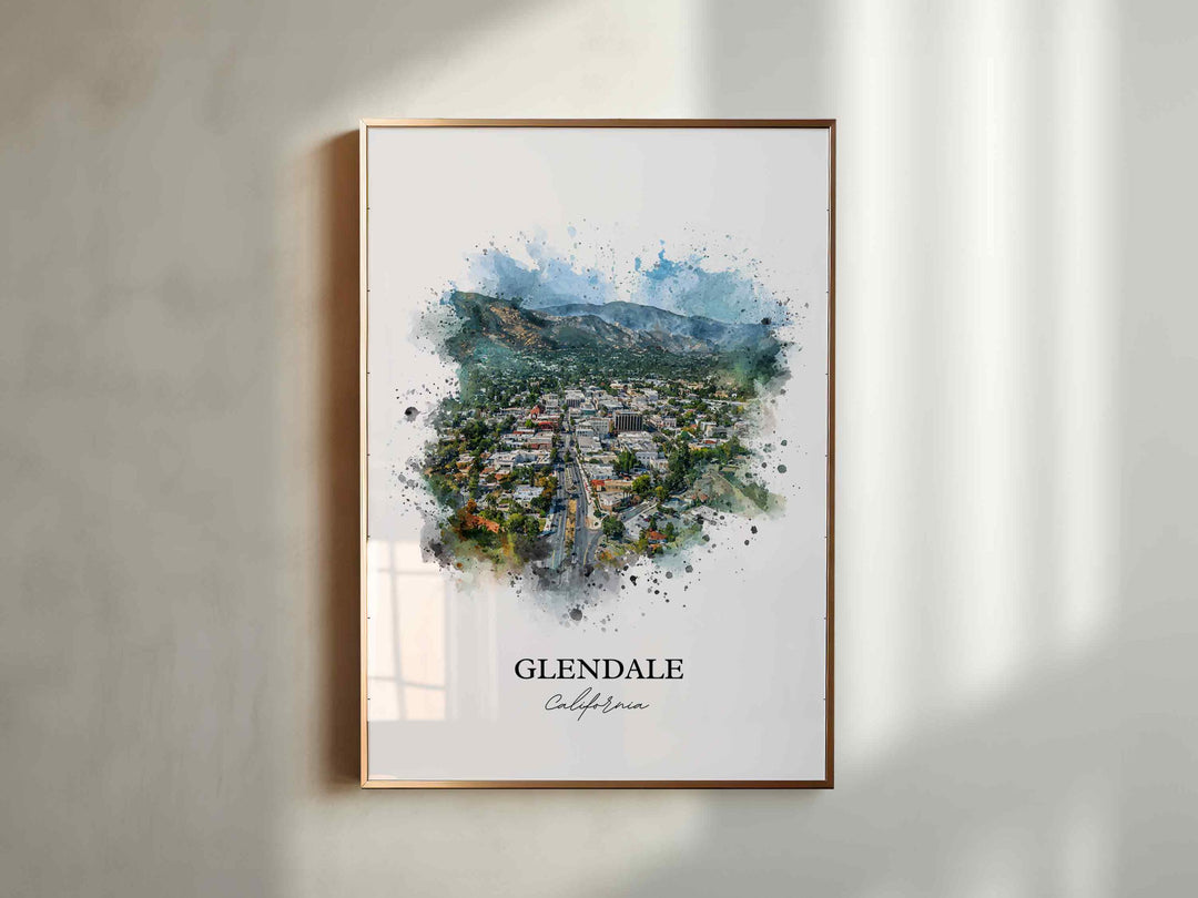 Glendale, California Wall Art, Glendale Print, California Watercolor Art, Los Angeles Gift, Travel Print, Travel Poster, Housewarming Gift