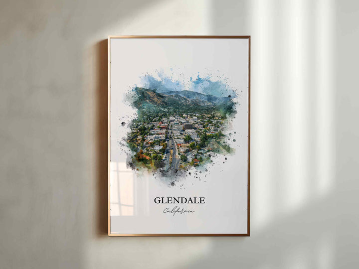 Glendale, California Wall Art, Glendale Print, California Watercolor Art, Los Angeles Gift, Travel Print, Travel Poster, Housewarming Gift