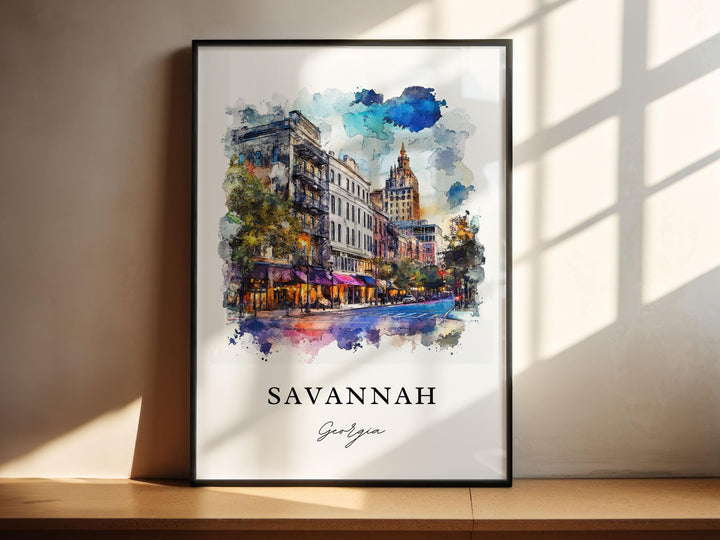 Savannah Georgia Wall Art, Savannah Print, Savannah GA Watercolor Art, Savannah Georgia Gift,