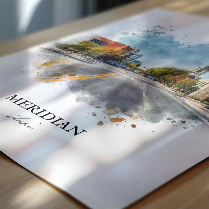 Meridian, Idaho Wall Art, Idaho Print, Idaho Watercolor Art, Meridian Idaho Gift, Travel Print, Travel Poster, Housewarming Gift