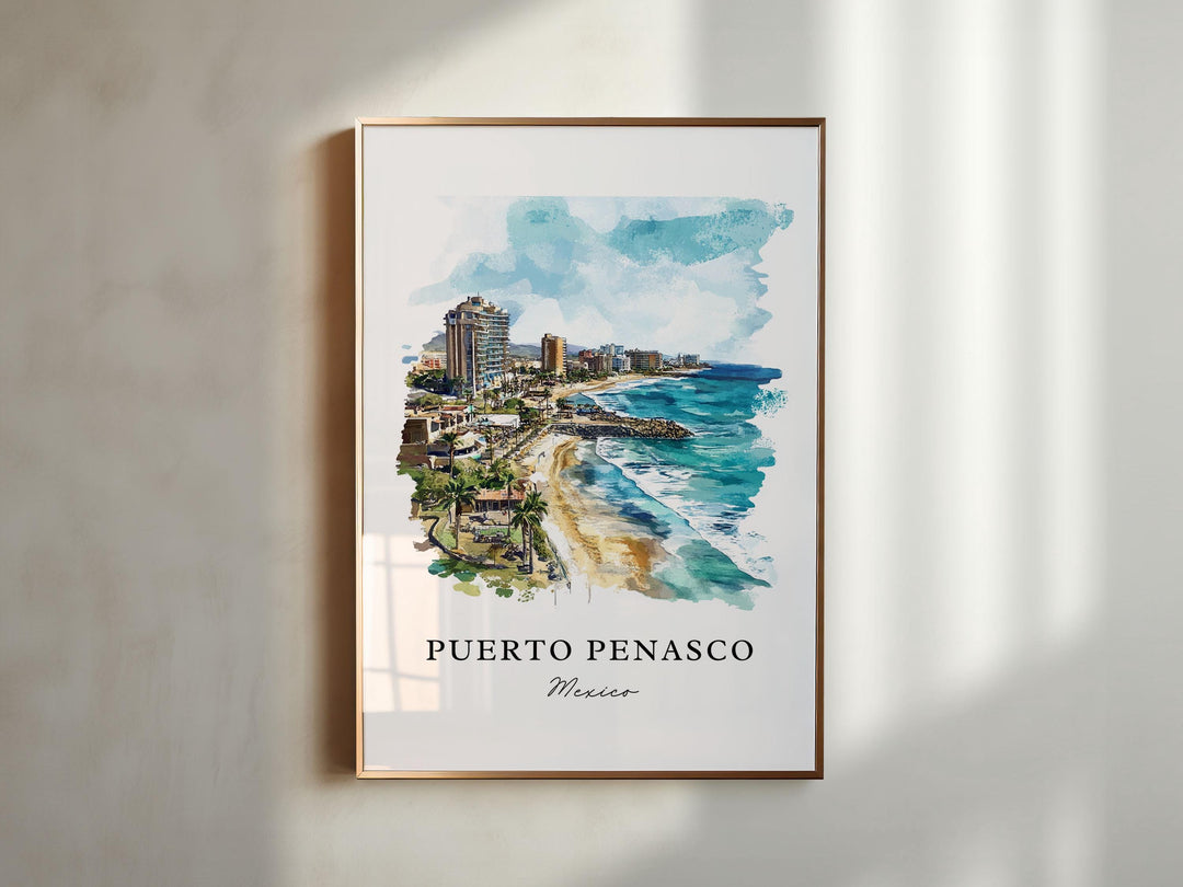 Puerto Penasco Art, Rocky Point MX Print, Playa Mirador Watercolor Art, Puerto Penasco Gift,