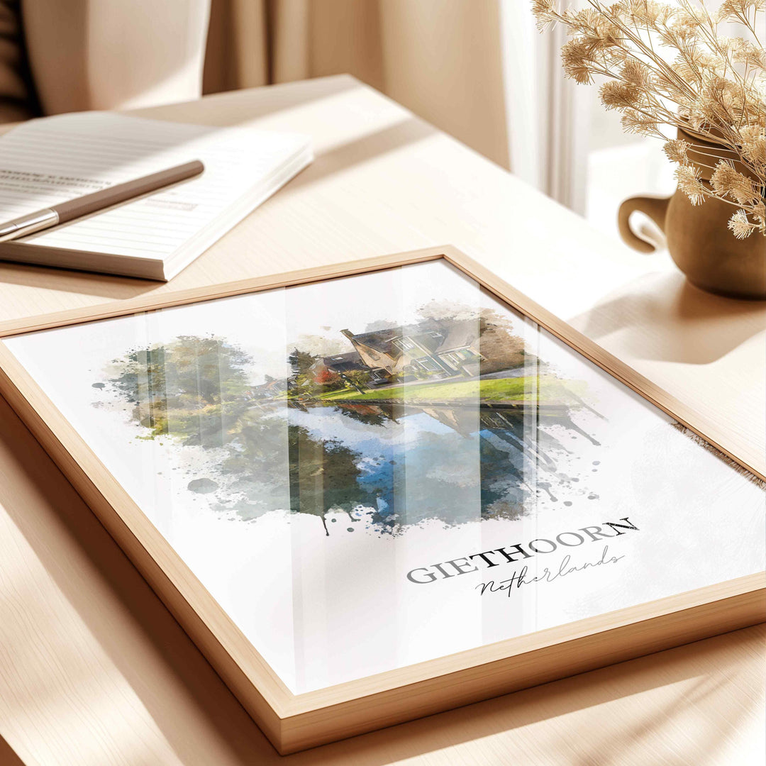 Giethoorn, Netherlands – Watercolor Art Print