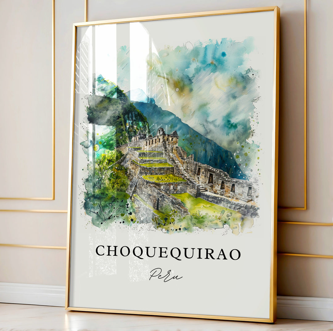 Choquequirao Wall Art, Choquequirao Peru Print, Machu Picchu Watercolor, Choquequirao Gift,