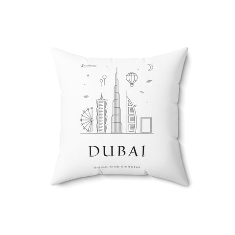 Dubai, United Arab Emirates Outline Spun Polyester Square Pillow