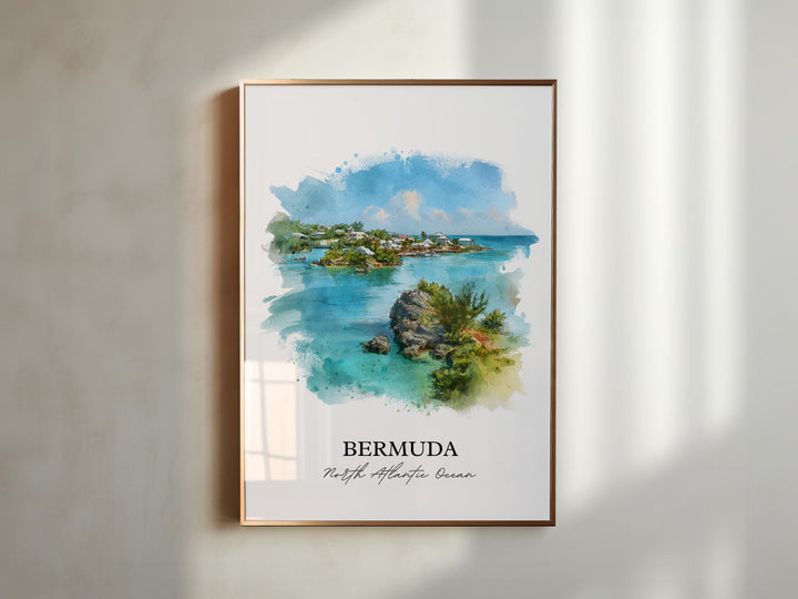 Bermuda Wall Art, Bermuda Print, Bermuda Watercolor Art, Bermuda Gift, Travel Print, Travel Poster, Housewarming Gift