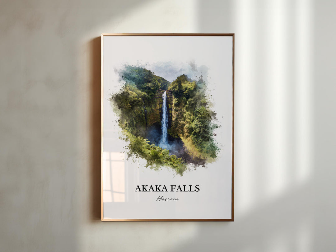 Akaka Falls Wall Art, Big Island Print, Akaka Falls Watercolor Art, Akaka Falls Gift, Travel Print, Travel Poster, Housewarming Gift
