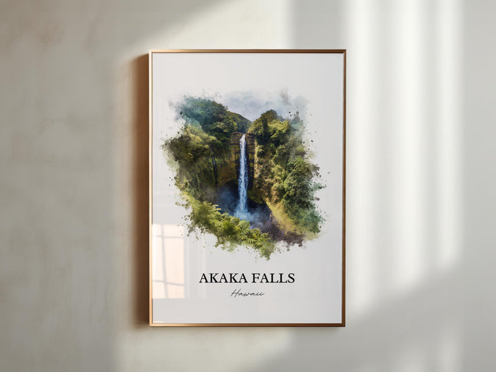 Akaka Falls Wall Art, Big Island Print, Akaka Falls Watercolor Art, Akaka Falls Gift, Travel Print, Travel Poster, Housewarming Gift