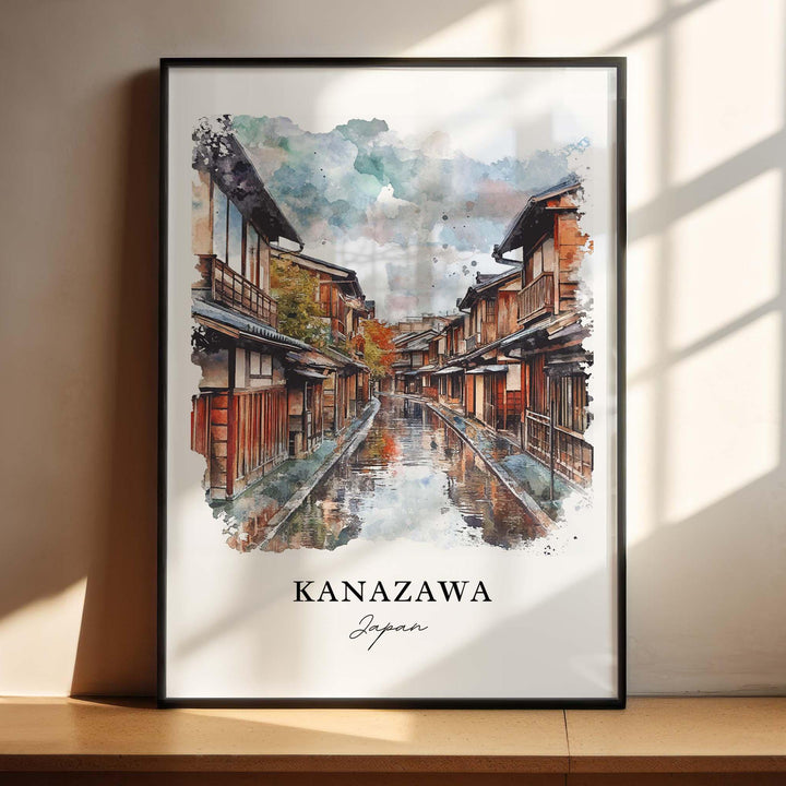 Kanazawa Wall Art, Kanazawa Japan Print, Kanazawa Watercolor Art, Ishikawa Prefecture Gift,