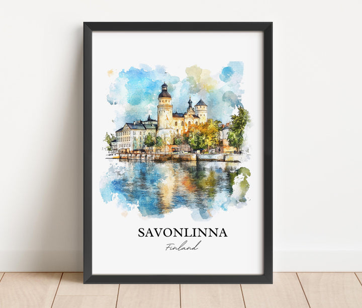 Savonlinna Wall Art, Finnish Lakeland Print, Finland Watercolor Art, Savonlinna Gift, Travel Print, Travel Poster, Housewarming Gift