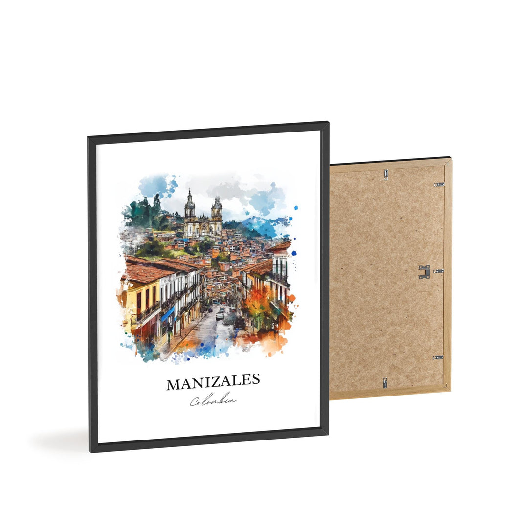 Manizales Wall Art, Manizales Print, Colombia Watercolor Art, Manizales Colombia Gift, Travel Print, Travel Poster, Housewarming Gift