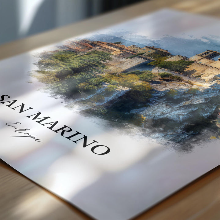 San Marino Wall Art, San Marino Print, San Marino Watercolor Art, San Marino Gift, Travel Print, Travel Poster, Housewarming Gift
