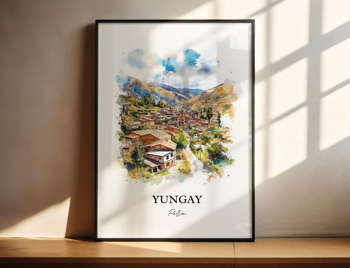 Yungay Wall Art, Ancash Region Peru Print, Peru Watercolor Art, Yungay Peru Gift, Travel Print, Travel Poster, Housewarming Gift