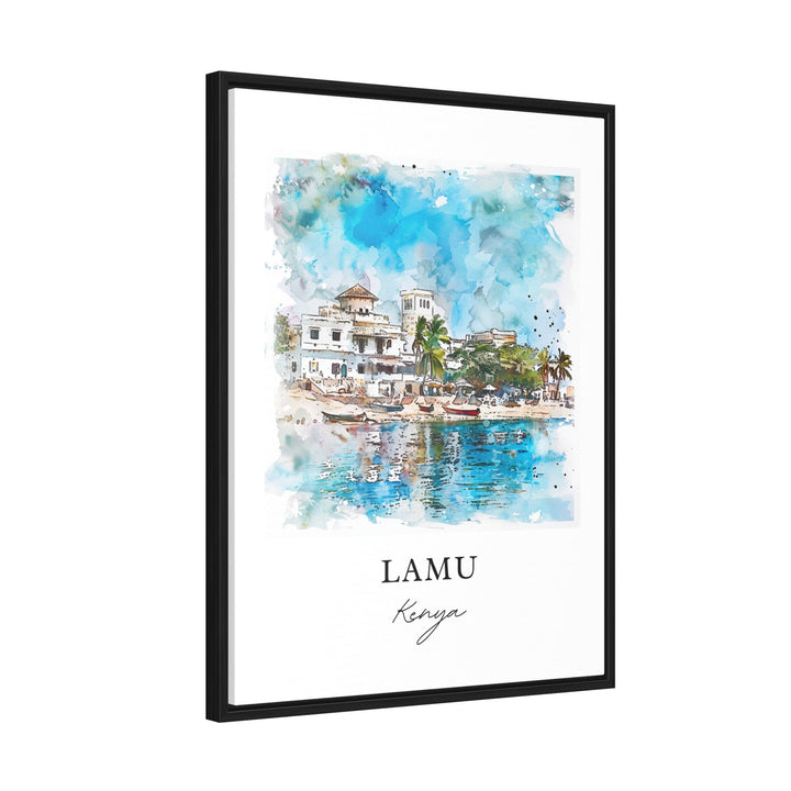 Lamu Kenya Wall Art, Lamu Print, Lamu Island Watercolor, Kenya Art Gift,