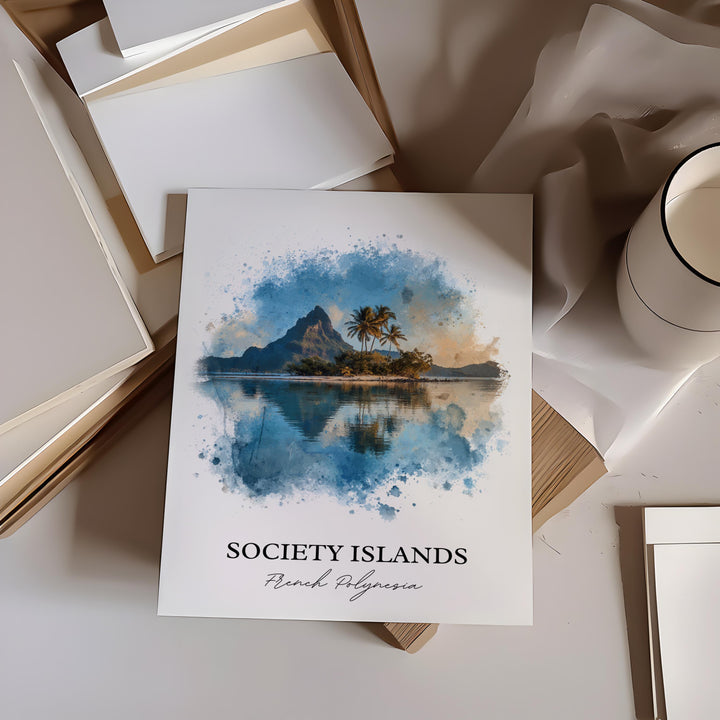 Society Islands Wall Art, Polynesia Print, French Polynesia Artwork, Society Islands Gift, Travel Print, Travel Poster, Housewarming Gift