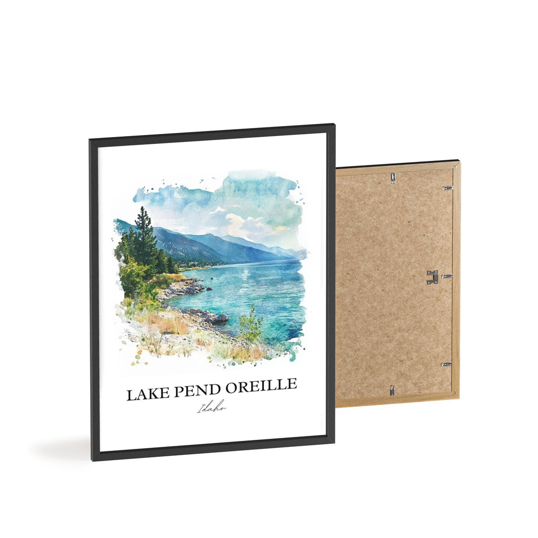 Lake Pend Oreille, USA – Watercolor Art Print