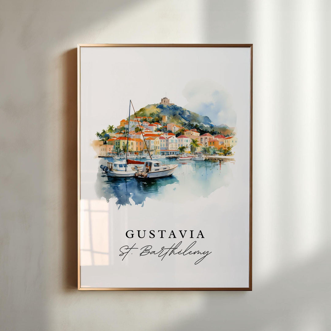 Gustavia St Barts wall art - St. Barthélemy, Gustavia poster, Gustavia Wedding gift, Birthday present, Custom Text, Personalized Gift