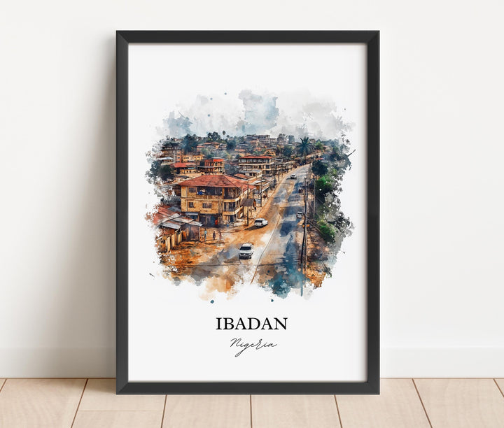Ibadan Nigeria Wall Art, Ibadan Print, Nigeria Watercolor Art, Ibadan Nigeria Gift, Travel Print, Travel Poster, Housewarming Gift