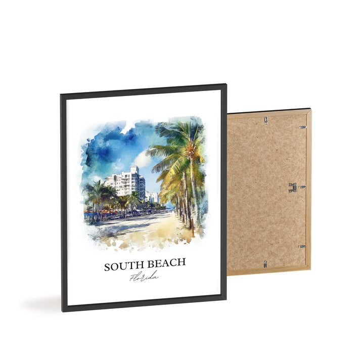 South Beach Wall Art, South Beach Print, Miami Watercolor Art, Miami Beach Gift, Travel Print, Travel Poster, Housewarming Gift