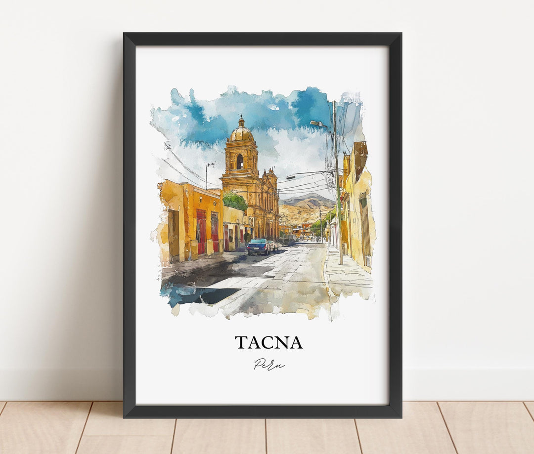 Tacna Peru Wall Art, San Pedro de Tacna Print, Peru Watercolor Art, Tacna Gift, Travel Print, Travel Poster, Housewarming Gift