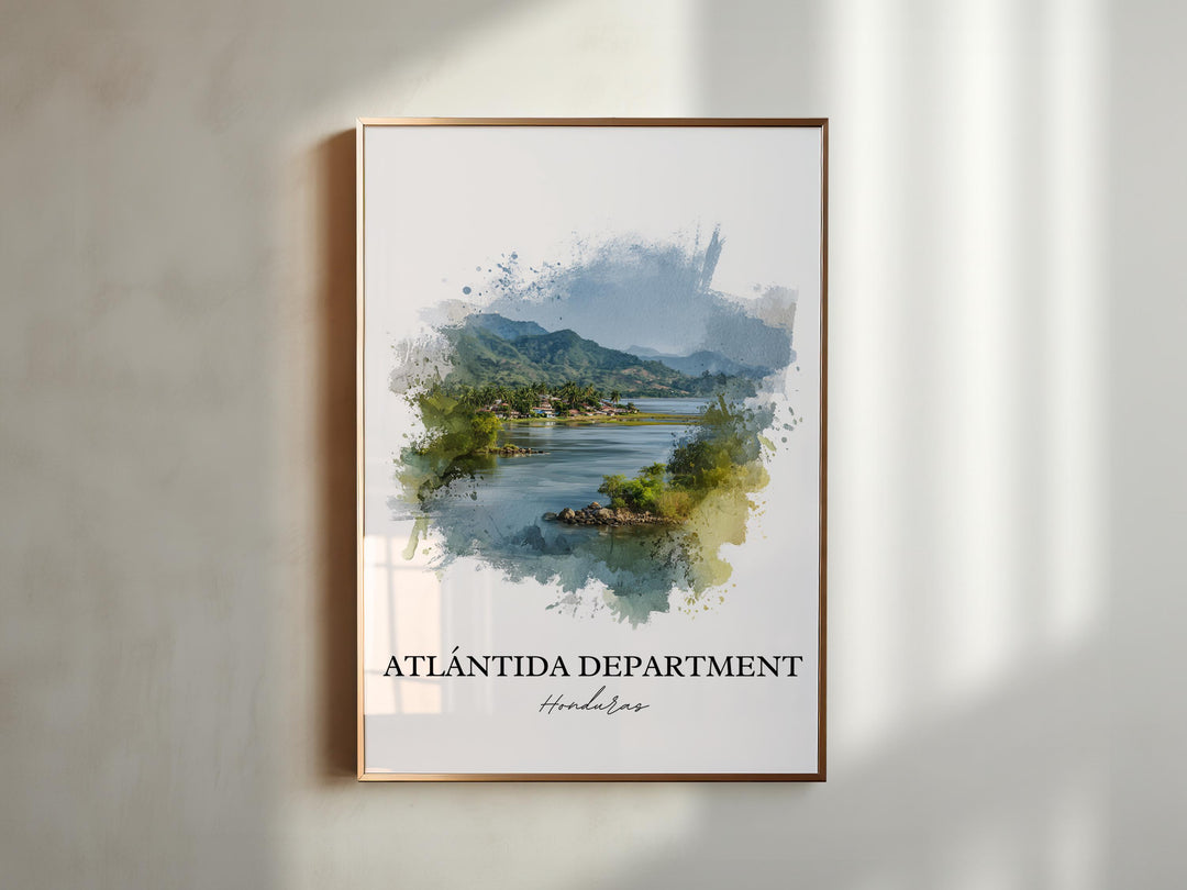 Atlántida Department Wall Art, Honduras Print, Honduras Watercolor Art, Honduras Gift, Honduras Print, Travel Poster, Housewarming Gift