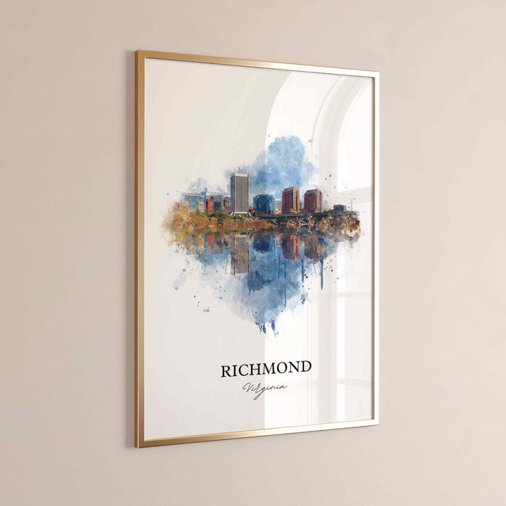 Richmond VA Wall Art, Richmond Print, Virginia Watercolor Art, Richmond Virginia Gift, Travel Print, Travel Poster, Housewarming Gift