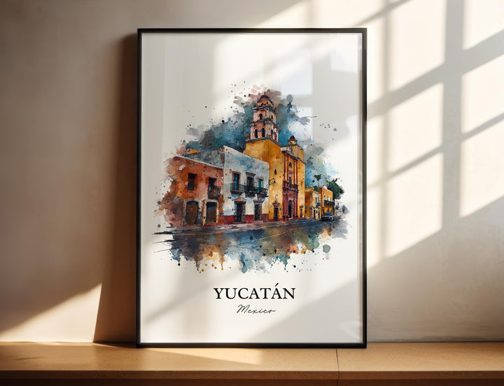 Yucatán Mexico Wall Art, Yucatán Print, Yucatán Watercolor Art, Yucatán MX Gift, Mexico Travel Print, Travel Poster, Housewarming Gift